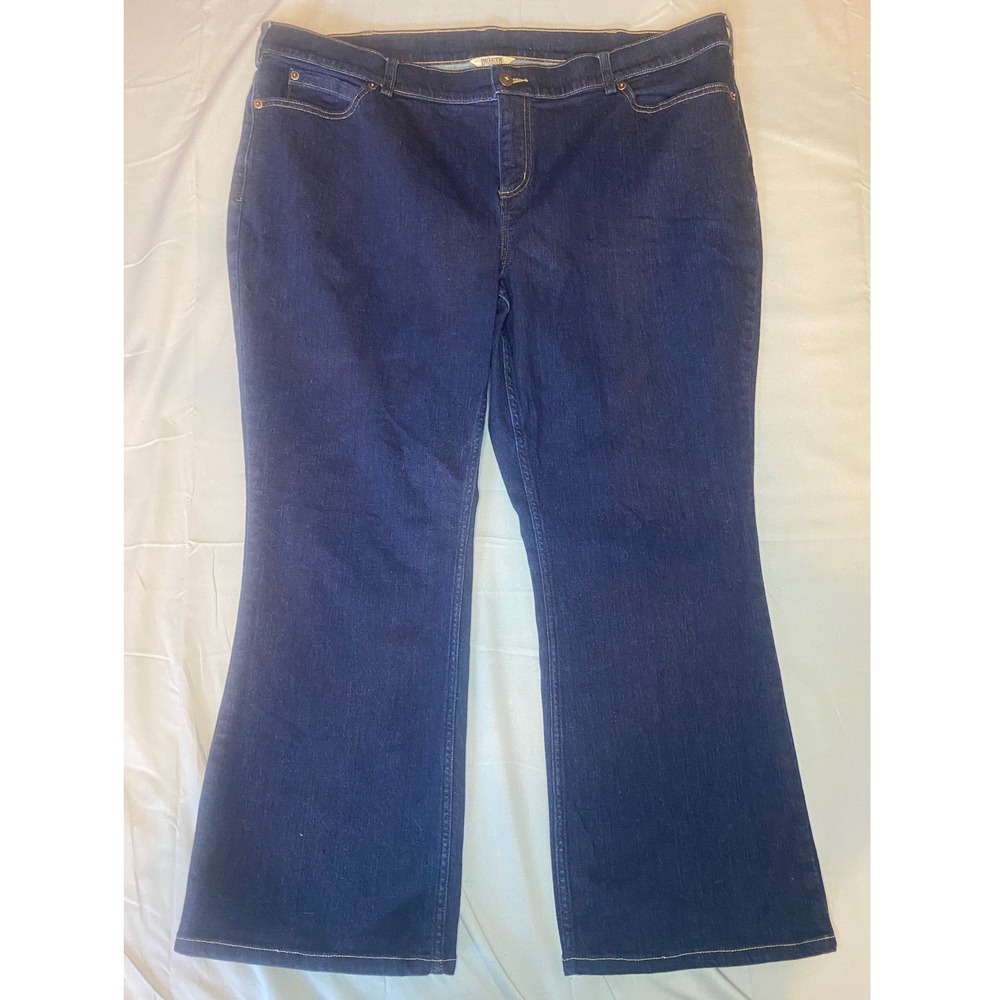 Duluth Trading Co Bootcut Jeans Women 22W x 31 Dark Wash Excellent Stretch Denim